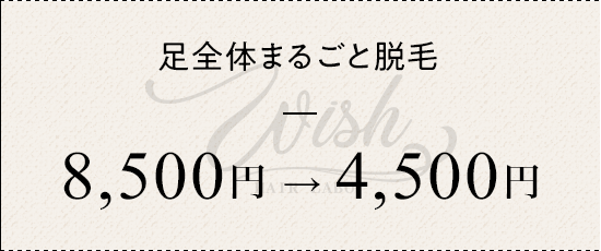 足全体まるごと脱毛 ¥8500→¥4500